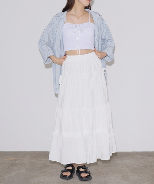 Chick(チック)の「フリル ×リボンキャミソール(キャミソール・レディース・グレー/ブラック/ホワイト・FREE)」の4枚目の写真