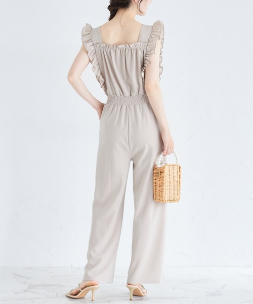 tocco closet(トッコ クローゼット)の「フリル付きウエストシャーリングカットオールインワン(つなぎ/オールインワン・レディース・グレイッシュベージュ/ブラック・M)」の22枚目の写真