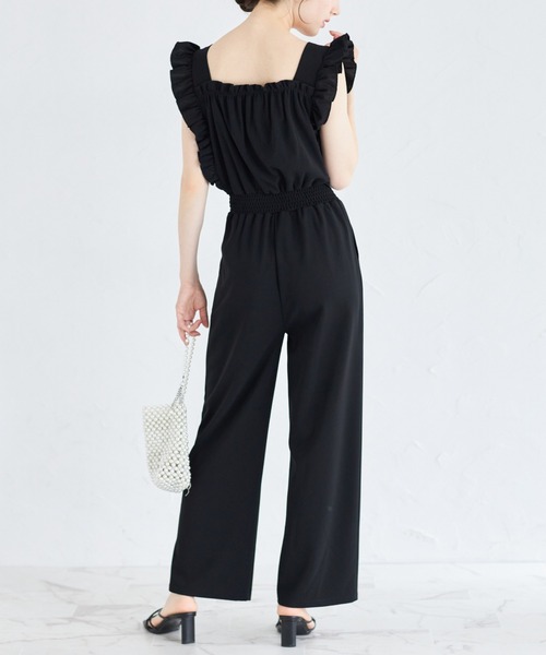 tocco closet(トッコ クローゼット)の「フリル付きウエストシャーリングカットオールインワン(つなぎ/オールインワン・レディース・グレイッシュベージュ/ブラック・M)」の18枚目の写真