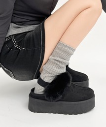 Shoes in Closet(シューズインクローゼット)の【新色追加】軽量厚底 かかとバンド付 ボア ムートンサンダル 6824(スリッポン)