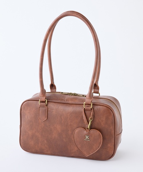 one after another NICE CLAUP（ワンアフターアナザーナイスクラップ）の「ハートミラー付きボストンバッグ（ボストンバッグ・レディース・シルバー/ピンク/ブラウン/ブラック・FREE）」の2枚目の写真