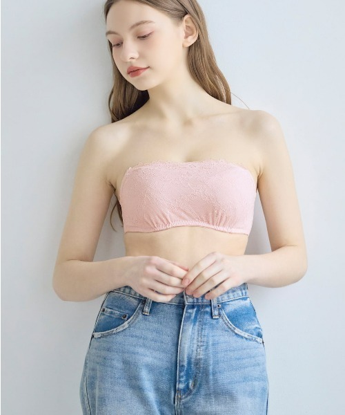 tutuanna(チュチュアンナ)の「総レースワイヤー入りチューブトップ(ブラジャー・レディース・オフホワイト/ブラック/ピンク/ライトピンク・B75/C65/C70/C75/D75/E65/E70/E75/B65/B70/D65/D70)」の4枚目の写真
