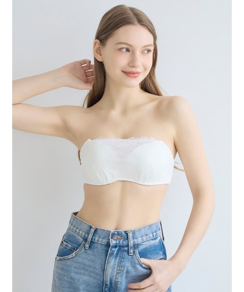 tutuanna(チュチュアンナ)の「総レースワイヤー入りチューブトップ(ブラジャー・レディース・オフホワイト/ブラック/ピンク/ライトピンク・B75/C65/C70/C75/D75/E65/E70/E75/B65/B70/D65/D70)」の18枚目の写真