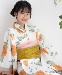白地オレンジ花柄 浴衣・帯セット 楽天市場】レディース 浴衣 4点set 4点セット 白地 オレンジ