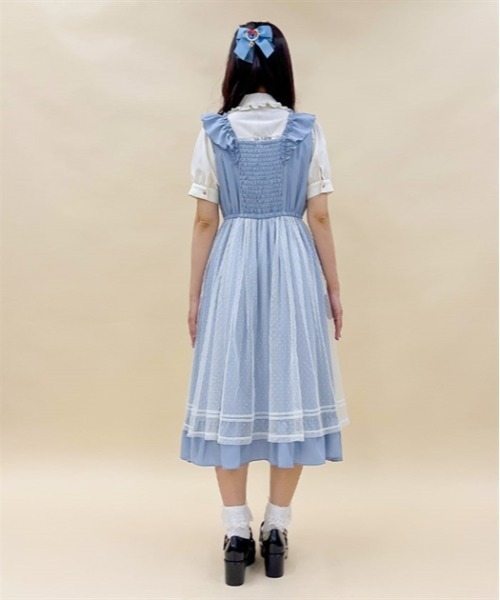 axes femme POETIQUE(アクシーズファムポエティック)の「トランプ刺繍エプロン風ワンピース(ワンピース・レディース・ブラック/ワイン/サックスブルー・MEDIUM)」の5枚目の写真