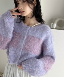 【mily bilet】ふわふわシーズンムード漂う。モンスターシャギーボリュームスリーブ前後2WAYニットカーディガン
