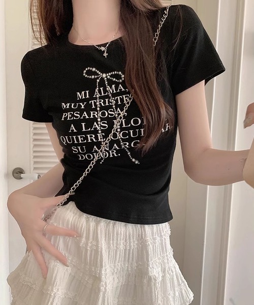 MAISON DE THERESE(メゾン ド テレーズ)の「Tシャツ(Tシャツ/カットソー・レディース・ブラック/ライトグレー・M/L)」の1枚目の写真