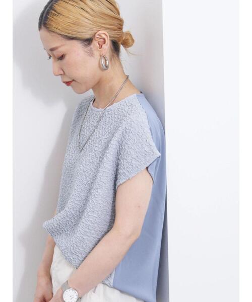 Samansa Mos2 blue（サマンサモスモスブルー）の「ふくれ接結切替プルオーバー（Tシャツ/カットソー・レディース・ブルー/ブラック/キナリ・F）」の3枚目の写真