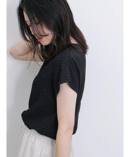 Samansa Mos2 blue（サマンサモスモスブルー）の「ふくれ接結切替プルオーバー（Tシャツ/カットソー・レディース・ブルー/ブラック/キナリ・F）」の6枚目の写真