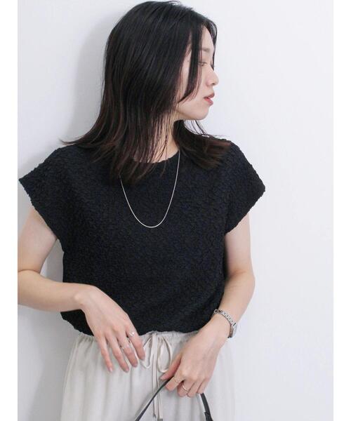 Samansa Mos2 blue（サマンサモスモスブルー）の「ふくれ接結切替プルオーバー（Tシャツ/カットソー・レディース・ブルー/ブラック/キナリ・F）」の7枚目の写真