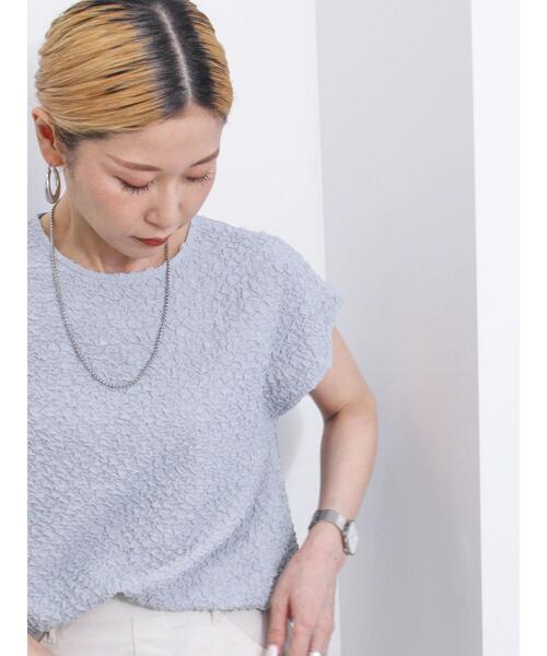 Samansa Mos2 blue（サマンサモスモスブルー）の「ふくれ接結切替プルオーバー（Tシャツ/カットソー・レディース・ブルー/ブラック/キナリ・F）」の10枚目の写真