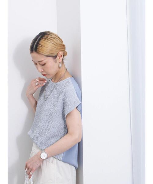 Samansa Mos2 blue（サマンサモスモスブルー）の「ふくれ接結切替プルオーバー（Tシャツ/カットソー・レディース・ブルー/ブラック/キナリ・F）」の12枚目の写真