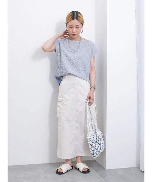 Samansa Mos2 blue（サマンサモスモスブルー）の「ふくれ接結切替プルオーバー（Tシャツ/カットソー・レディース・ブルー/ブラック/キナリ・F）」の14枚目の写真