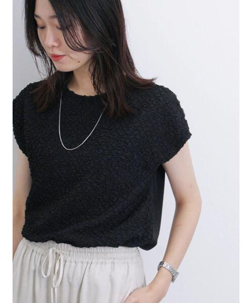 Samansa Mos2 blue（サマンサモスモスブルー）の「ふくれ接結切替プルオーバー（Tシャツ/カットソー・レディース・ブルー/ブラック/キナリ・F）」の21枚目の写真