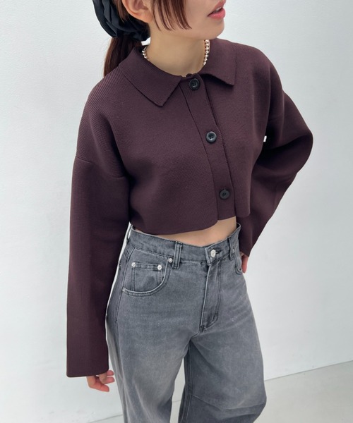 総針編みショートニットカーディガン（カーディガン/ボレロ）｜y/m（イム）