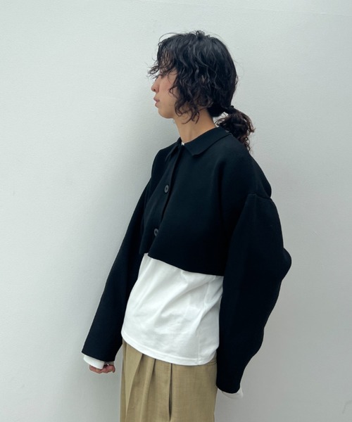 総針編みショートニットカーディガン（カーディガン/ボレロ）｜y/m（イム）