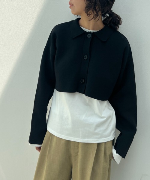 総針編みショートニットカーディガン（カーディガン/ボレロ）｜y/m（イム）