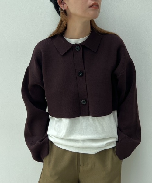 総針編みショートニットカーディガン（カーディガン/ボレロ）｜y/m（イム）