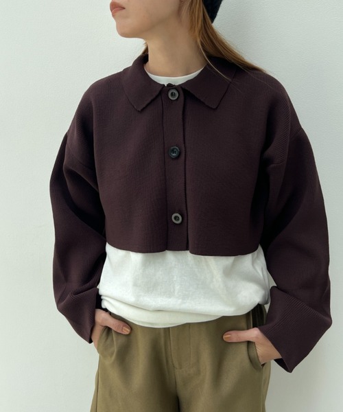 総針編みショートニットカーディガン（カーディガン/ボレロ）｜y/m（イム）