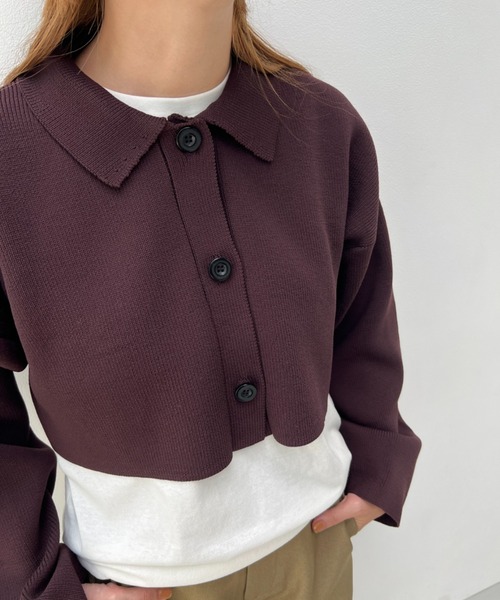 総針編みショートニットカーディガン（カーディガン/ボレロ）｜y/m（イム）