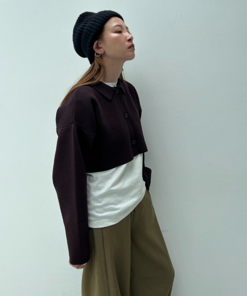 総針編みショートニットカーディガン（カーディガン/ボレロ）｜y/m（イム）