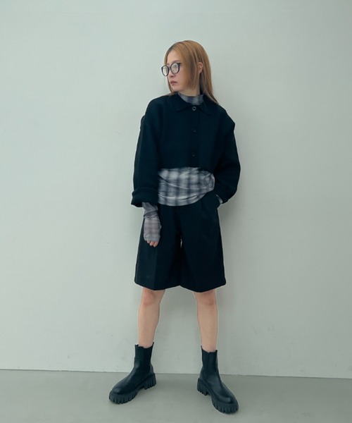 総針編みショートニットカーディガン（カーディガン/ボレロ）｜y/m（イム）