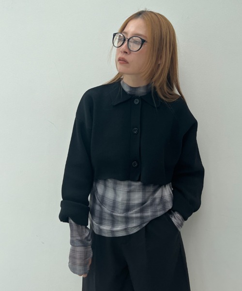 総針編みショートニットカーディガン（カーディガン/ボレロ）｜y/m（イム）