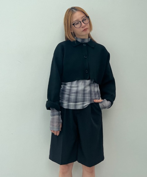 総針編みショートニットカーディガン（カーディガン/ボレロ）｜y/m（イム）