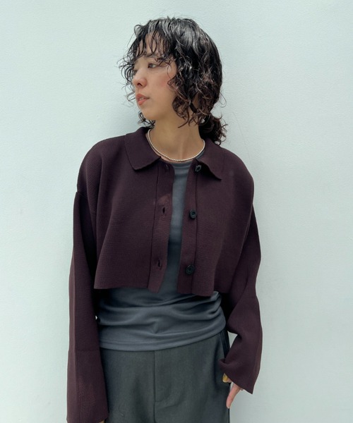 総針編みショートニットカーディガン（カーディガン/ボレロ）｜y/m（イム）