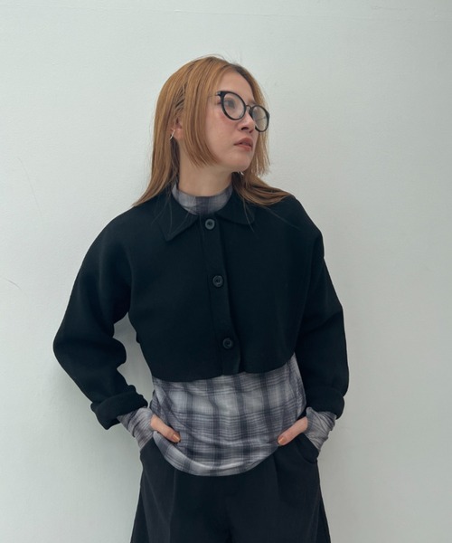 総針編みショートニットカーディガン（カーディガン/ボレロ）｜y/m（イム）