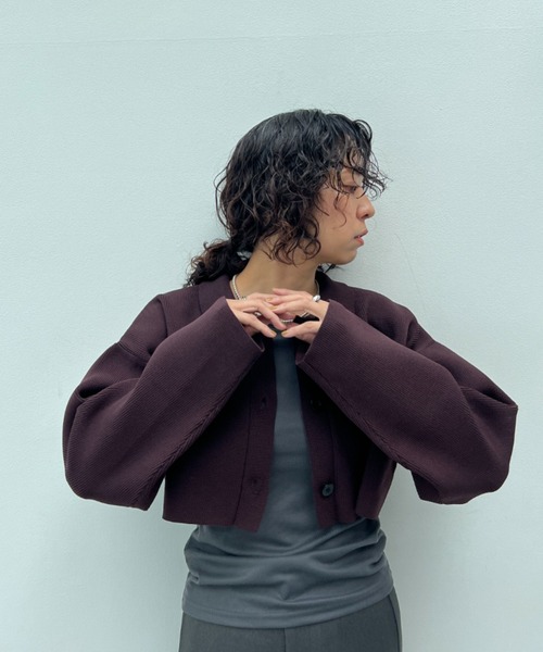 総針編みショートニットカーディガン（カーディガン/ボレロ）｜y/m（イム）