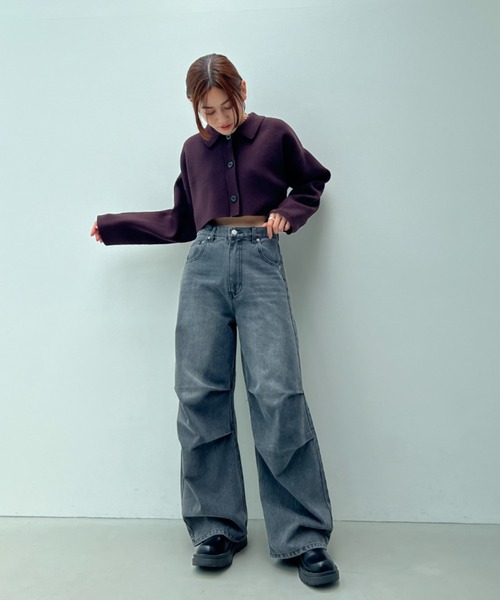 総針編みショートニットカーディガン（カーディガン/ボレロ）｜y/m（イム）