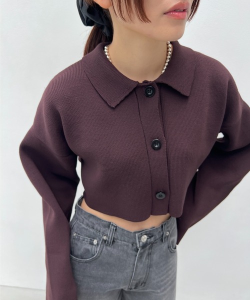 総針編みショートニットカーディガン（カーディガン/ボレロ）｜y/m（イム）