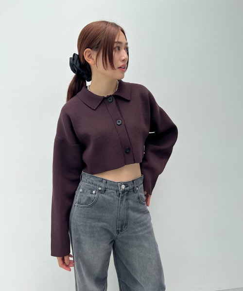 総針編みショートニットカーディガン（カーディガン/ボレロ）｜y/m（イム）