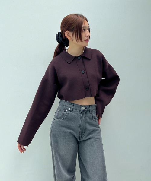 総針編みショートニットカーディガン（カーディガン/ボレロ）｜y/m（イム）