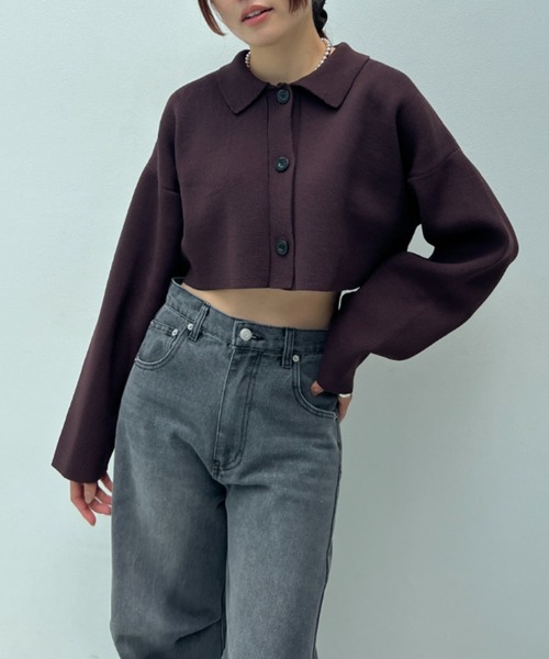 総針編みショートニットカーディガン（カーディガン/ボレロ）｜y/m（イム）