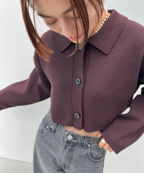 総針編みショートニットカーディガン（カーディガン/ボレロ）｜y/m（イム）