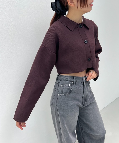 総針編みショートニットカーディガン（カーディガン/ボレロ）｜y/m（イム）