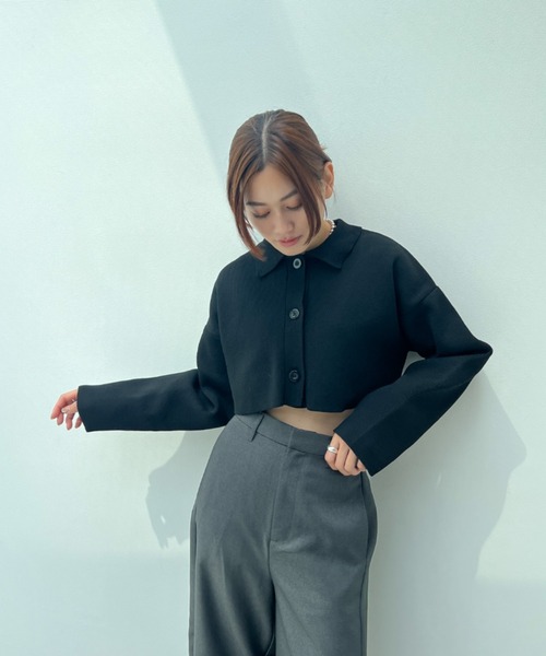 総針編みショートニットカーディガン（カーディガン/ボレロ）｜y/m（イム）