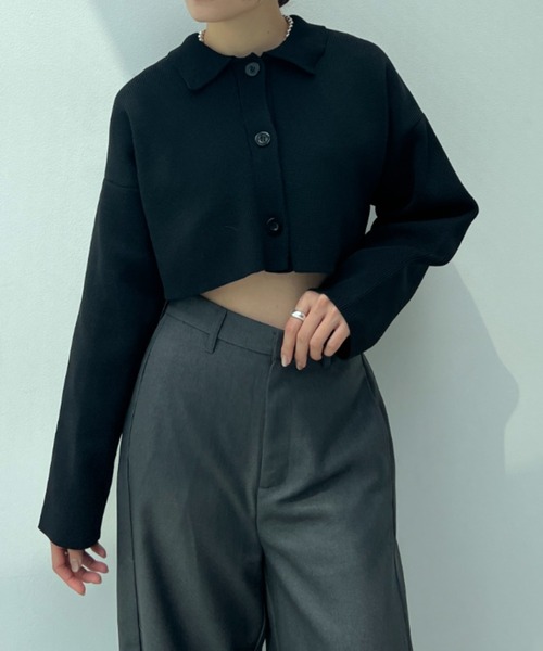 総針編みショートニットカーディガン（カーディガン/ボレロ）｜y/m（イム）