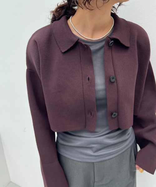 総針編みショートニットカーディガン（カーディガン/ボレロ）｜y/m（イム）