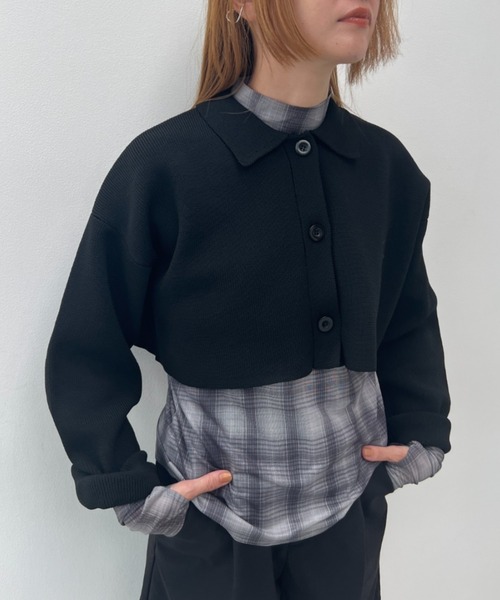 総針編みショートニットカーディガン（カーディガン/ボレロ）｜y/m（イム）