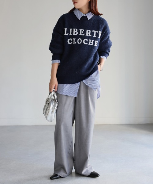 Riberry(リベリー)の「ロゴジャガードニット(ニット/セーター・レディース・ネイビー/杢グレー・FREE)」の16枚目の写真