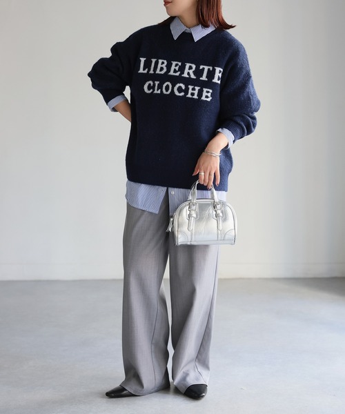 Riberry(リベリー)の「ロゴジャガードニット(ニット/セーター・レディース・ネイビー/杢グレー・FREE)」の17枚目の写真