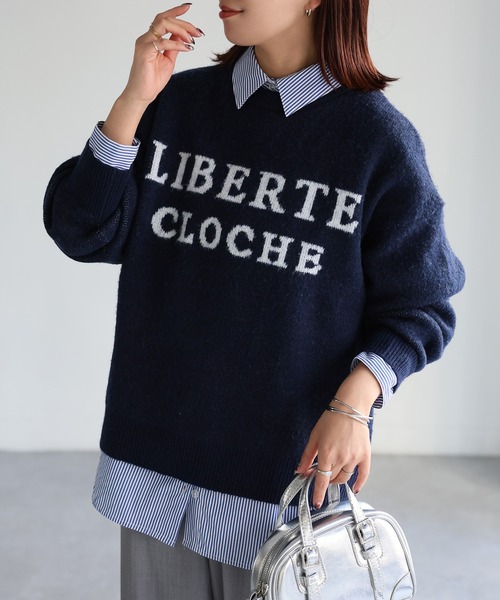 Riberry(リベリー)の「ロゴジャガードニット(ニット/セーター・レディース・ネイビー/杢グレー・FREE)」の13枚目の写真
