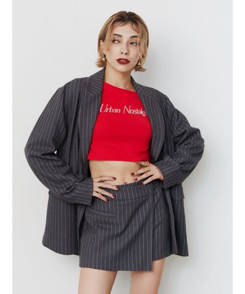 EVRIS（エヴリス）の「オーバーサイズジャケット【セットアップ着用可能】（テーラードジャケット・レディース・グレー/ブラック・FREE）」の4枚目の写真