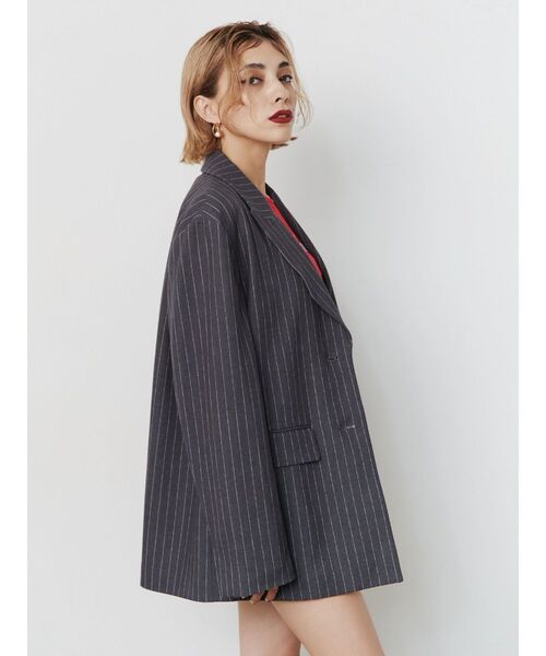 EVRIS（エヴリス）の「オーバーサイズジャケット【セットアップ着用可能】（テーラードジャケット・レディース・グレー/ブラック・FREE）」の5枚目の写真