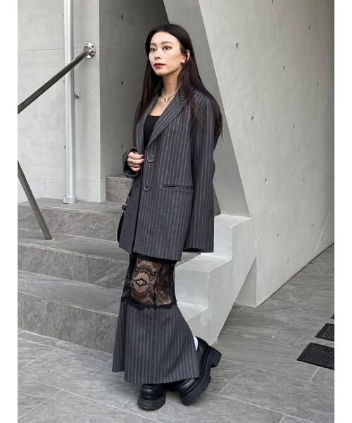 EVRIS（エヴリス）の「オーバーサイズジャケット【セットアップ着用可能】（テーラードジャケット・レディース・グレー/ブラック・FREE）」の10枚目の写真