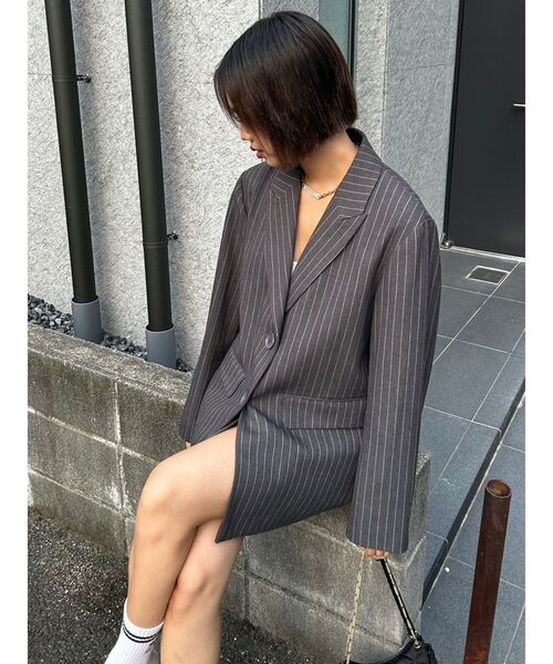 EVRIS（エヴリス）の「オーバーサイズジャケット【セットアップ着用可能】（テーラードジャケット・レディース・グレー/ブラック・FREE）」の13枚目の写真