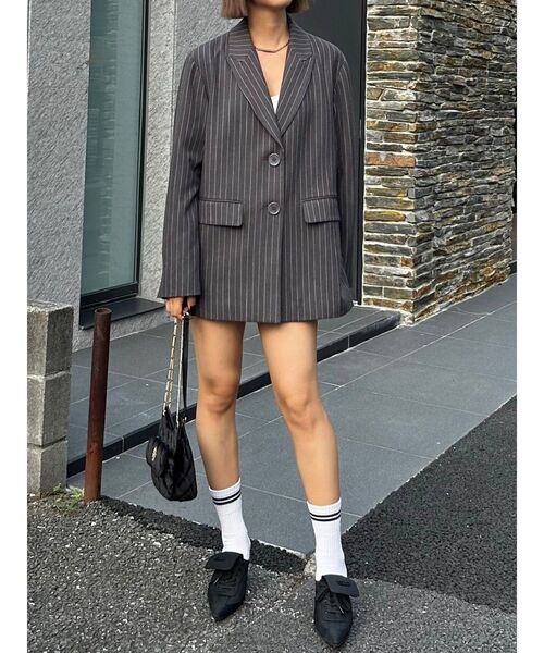 EVRIS（エヴリス）の「オーバーサイズジャケット【セットアップ着用可能】（テーラードジャケット・レディース・グレー/ブラック・FREE）」の16枚目の写真